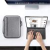 navor Waterproof Portable Hard Case Compatible for 12.9”/11”/10.9”/10.2” iPad or Tablet, Electronic Accessories Cable Organizer with Compartments [12.9-inch] Gray