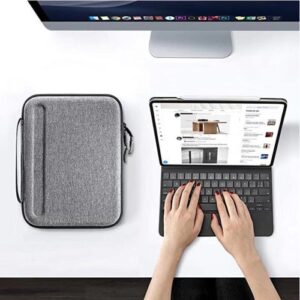 navor Waterproof Portable Hard Case Compatible for 12.9”/11”/10.9”/10.2” iPad or Tablet, Electronic Accessories Cable Organizer with Compartments [12.9-inch] Gray