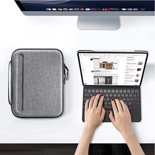navor Waterproof Portable Hard Case Compatible for 12.9”/11”/10.9”/10.2” iPad or Tablet, Electronic Accessories Cable Organizer with Compartments [12.9-inch] Gray