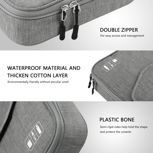 Electronics Organizer, Cable Organizer for Electronic Accessories, Double Layer Travel Cord Storage Bag for iPad Tablet