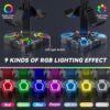 Gaming RGB Headphones Stand, Rotatable Headset Stand with 9 Light Modes - Controller Holder with 2 USB Charging Ports and 3.5mm & Type-C Port - Earphone Hanger Accessories for Desk